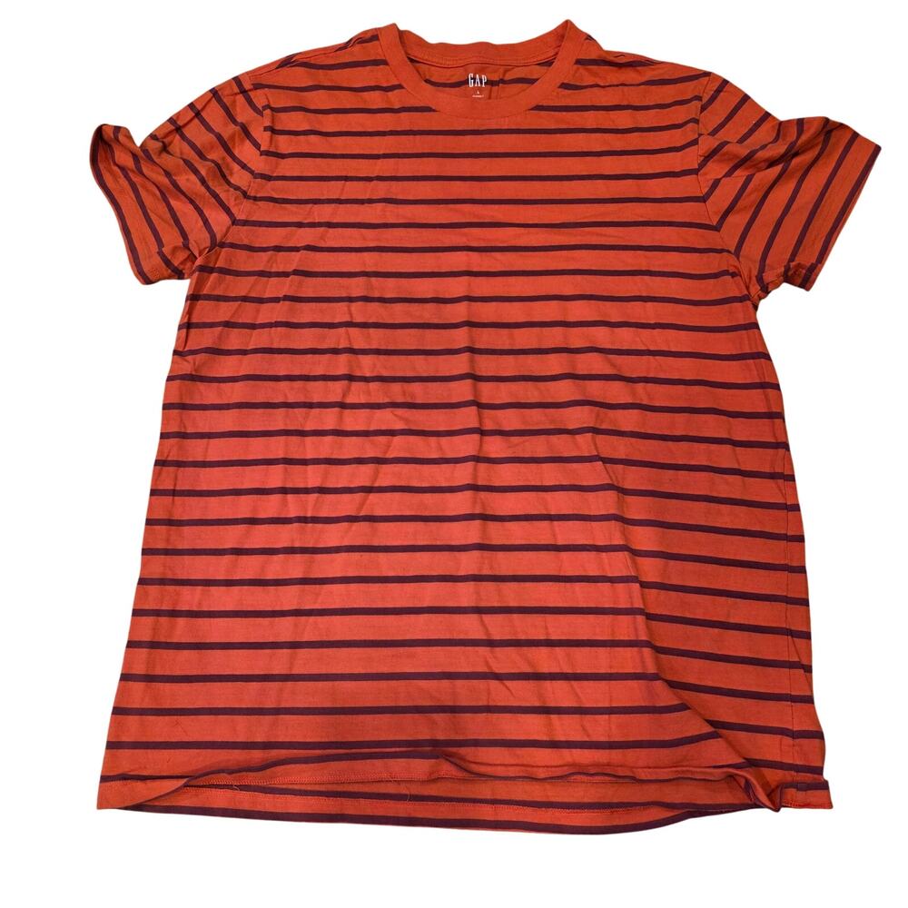 EUC‎ GAP orange and blue striped short-sleeve t-shirt sz L